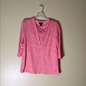 Erika Pink Lace-Up 3/4 sleeves Blouse